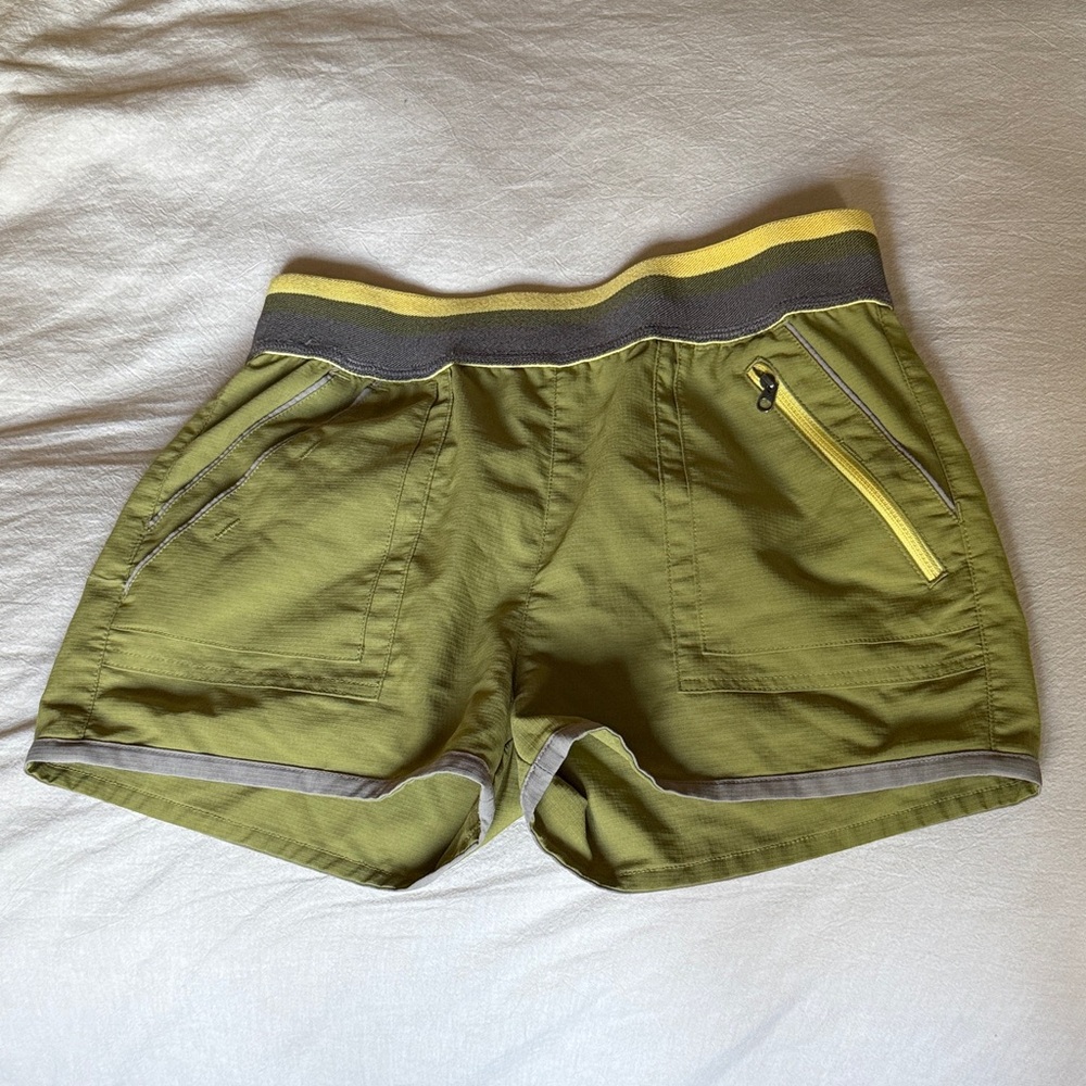 Roscoe Olive Green Women's Shorts with Yellow Accents - Picture 2 of 5